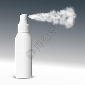 白色喷雾瓶白色空白喷雾器瓶 侧视图与 Spra身体防腐剂药品除臭剂管子塑料瓶子产品包装洗剂插画