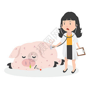 豬肝与医生共患猪肝流感病插画