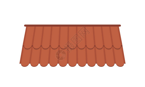 用于设计暑期小屋的屋顶 棕色瓷砖屋顶被白色背景隔开 卡通风格 矢量插图背景图片