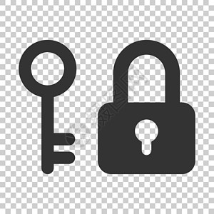带有平面样式的挂锁图标的钥匙 在孤立的背景上访问登录矢量图 锁匙孔经营理念秘密按钮锁孔网络房子插图安全黑色互联网贮存背景图片