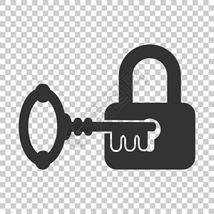 带有平面样式的挂锁图标的钥匙 在孤立的背景上访问登录矢量图 锁匙孔经营理念秘密绘画黑色网络按钮关键词工具电脑密码房子背景图片