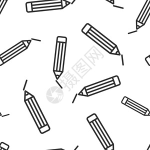 带橡皮擦图标无缝图案背景的铅笔 荧光笔矢量图 铅笔符号图案背景图片