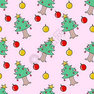 快乐圣诞树装饰无缝背景 重复图案背景设计背景图片