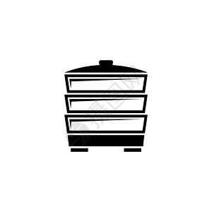 蒸锅图标电蒸锅蒸锅 平面矢量图标说明 白色背景上的简单黑色符号 用于 web 和移动 UI 元素的电动食品蒸锅蒸汽锅标志设计模板插画