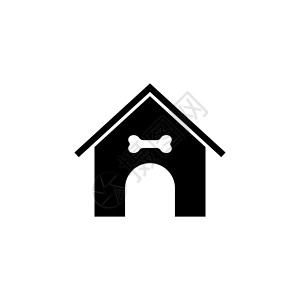 架子上的狗动物之家 平面矢量图标说明 白色背景上的简单黑色符号 用于 web 和移动 UI 元素的标志设计模板插画