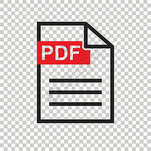 PDF 下载矢量图标 商业营销互联网概念的简单平面象形图 孤立背景上的矢量图解按钮电脑文档正方形插图标签白色格式依恋红色背景图片