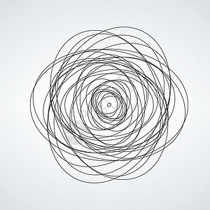 矢量抽象混沌圆素描线 黑色圆形 扭曲的形状 在惠特上孤立的股票矢量图数字创造力绘画白色圆圈曲线线索海浪铅笔划痕背景图片