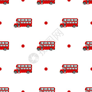 宝宝巴士英国红色巴士的矢量模式 双层红色巴士的图案插画
