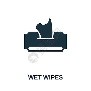 婴儿柔肤湿纸巾湿纸巾图标 来自清洁系列的单色标志 用于网页设计 信息图表等的创意湿巾图标说明插画