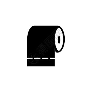 齐平卫生纸卷卫生巾 平面矢量图标说明 白色背景上的简单黑色符号 用于 web 和移动 UI 元素的卫生纸标志设计模板插画
