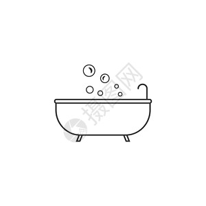 泡沫图标浴室 洗手间 淋浴图标 矢量插图 平板设计标识肥皂清洁度浴缸童年中风婴儿乐趣泡沫喜悦插画