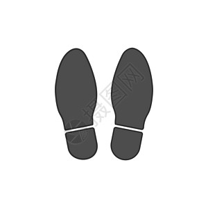 脚图标鞋印图标 矢量插图 平面设计羊毛皮革打印黑色脚印白色配饰短袜橡皮鞋类插画