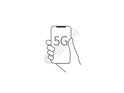 5g 无线 手持电话图标 矢量说明 平面设计速度网络手机信号服务插图卡通片播送商业男人背景图片