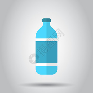 平面样式的水瓶图标 白色背景上的塑料汽水瓶矢量插图 液态水经营理念矿物食物玻璃苏打瓶装饮食标签饮料透明度液体背景图片