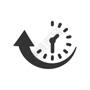 一米间隔平面样式的停机时间图标 孤立在白色背景上的正常运行时间矢量插图 时钟经营理念利润计时器小时项目工作防火墙市场时间表间隔考勤插画