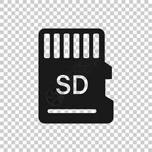 透明风格的微型 SD 卡图标 孤立背景下的内存芯片矢量图解 存储适配器业务概念插图相机闪光袖珍黑色标准记忆工具电脑微电路插画