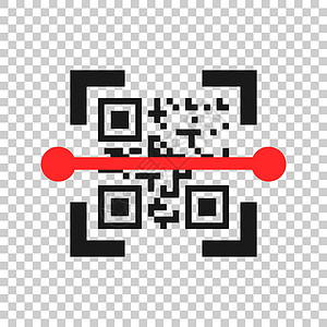 二维码图标透明风格的二维码扫描图标 孤立背景上的扫描仪 id 矢量图 条码经营理念设计图片