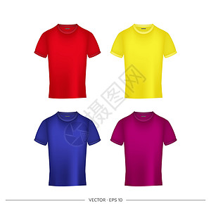 不同颜色的矢量T恤衫设计模板背景图片
