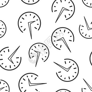 每日考勤实时图标无缝图案背景 孤立在白色背景上的时钟矢量图 手表经营理念市场插图跑表间隔项目工作计时器倒数考勤时间插画