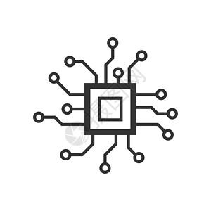 主板图标平面样式的电路板图标 白色孤立背景上的技术微芯片矢量图解 处理器主板经营理念母板木板打印活力电气横幅电脑电子产品方案概念设计图片