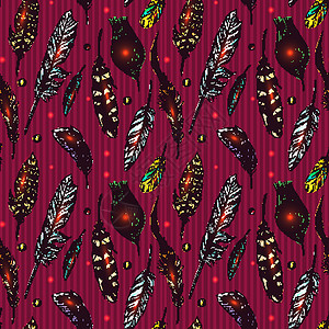 羽毛波西米亚风格墙纸艺术草图收藏刷子插图航班鸽子动物鹦鹉背景图片
