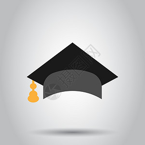 高帽子透明风格的毕业帽图标 孤立背景下的教育帽矢量图解 大学学士经营理念文凭成功知识智慧帽子老师智力按钮研究所意义插画