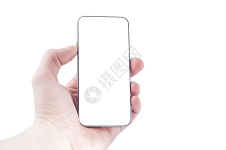 手机白框素材手持白色屏幕 将图像插入白背景的无框架智能手机 单独隔开Name背景