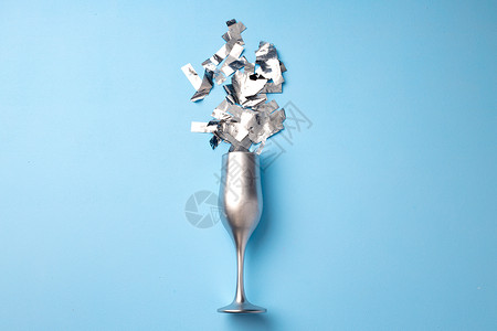 香香槟杯 面彩平板纪念日玻璃周年静物纸屑派对庆典创造力背景图片
