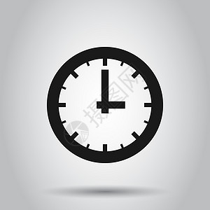 平面样式的实时图标 孤立背景上的时钟矢量图 手表经营理念项目考勤时间表利润插图市场计时器工作小时时间背景图片