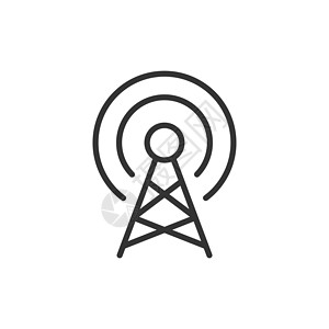 平面样式的天线塔图标 在孤立的白色背景上广播矢量图 无线网络经营理念车站网站卫星中风细胞插图收音机盘子电脑信号设计图片