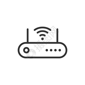 平面样式的 Wifi 路由器图标 白色孤立背景上的宽带矢量插图 互联网连接经营理念无线天线网络办公室电子技术数据信号电脑网关背景图片