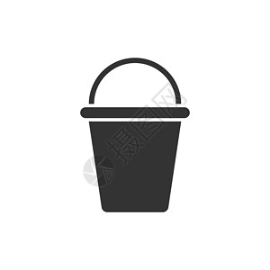 平面样式的桶图标 白色孤立背景上的垃圾桶矢量插图 桶经营理念工作房子看门人器具按钮垃圾背景图片