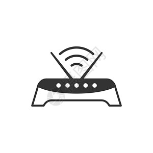 白色路由器平面样式的 Wifi 路由器图标 白色孤立背景上的宽带矢量插图 互联网连接经营理念网关网络技术无线电脑信号办公室电子天线数据设计图片