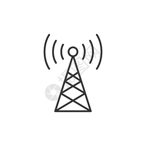 平面样式的天线塔图标 在孤立的白色背景上广播矢量图 无线网络经营理念网站细胞盘子中风电讯电视收音机桅杆发射机数据设计图片