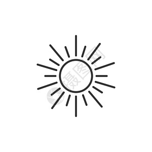 太阳强光平面样式的太阳图标 白色孤立背景上的阳光符号矢量图解 日光经营理念射线网络强光晴天日落绘画气候活力天气插图插画