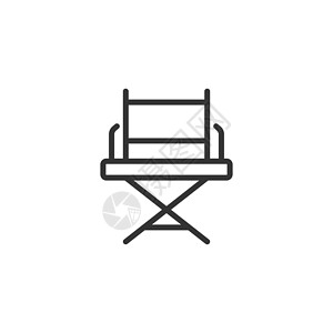 扁平风格的导演椅图标 白色孤立背景上的生产者座位矢量图解 电影经营理念电视剧院磁带中风工作室电脑休息娱乐视频家具背景图片