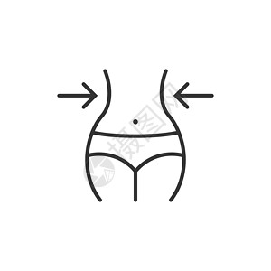 美女测量腰围扁平风格的减肥图标 孤立在白色背景上的腹部矢量图解 运动腰部经营理念数字营养饮食女性腰围锻炼测量身体磁带控制插画