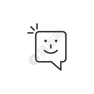 平面样式的快乐短信图标 孤立在白色背景上的消息语音气泡矢量图解 信封经营理念社会讲话演讲思考网站质量说话盒子表情中风背景图片