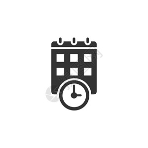 议程安排带有平面样式的时钟图标的日历 在孤立的白色背景上的议程矢量图解 安排时间计划者的经营理念活页夹桌子会议日程商业正方形倒数日记插图设计图片