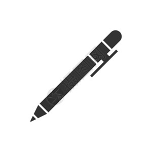 白色笔记本子样式平面样式的笔图标 白色孤立背景上的亮度矢量插图 笔业务概念插画