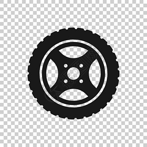 轮胎爆胎平面样式的车轮图标 孤立在白色背景上的车辆零件矢量图解 轮胎经营理念橡皮圆圈黑色卡车驾驶插图磁盘轮缘维修运输插画