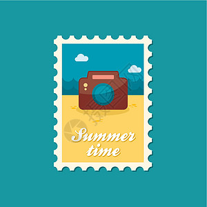 照相机平面邮票 夏季闪光摄影师框架海浪邮件邮资摄影照片邮戳镜片背景图片