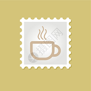 茶或咖啡邮票盖章插画