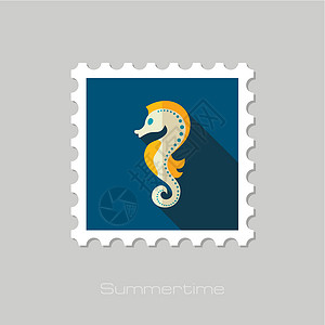 海马平面邮票 夏天 度假背景图片