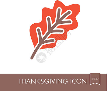 秋叶橡树图标橡木黄色叶子季节性红色插图感恩收成季节森林背景图片