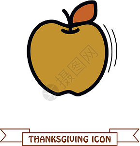 Apple 图标 收获 感恩节矢量插图收成感恩水果食物饮食背景图片