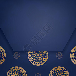 暗蓝色的现成名片 印地安黄金模式 代表你的品牌墙纸黑色艺术商业网络艺术品边界小册子坡度插图背景图片