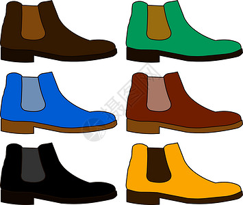 经典的切尔西鞋风格引导隔离在白色背景平面设计矢量图案制作插画