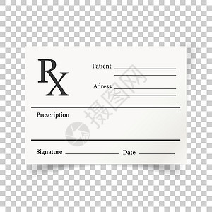 平面风格的现实处方图标  Rx 文档矢量插图在白色隔离背景上 纸业经营理念药物药品抗生素医院笔芯健康笔记访问疾病软垫插画