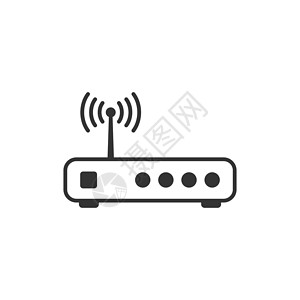 白色路由器平面样式的 Wifi 路由器图标 白色孤立背景上的宽带矢量插图 互联网连接经营理念办公室网关信号电子网络天线数据电脑无线技术设计图片